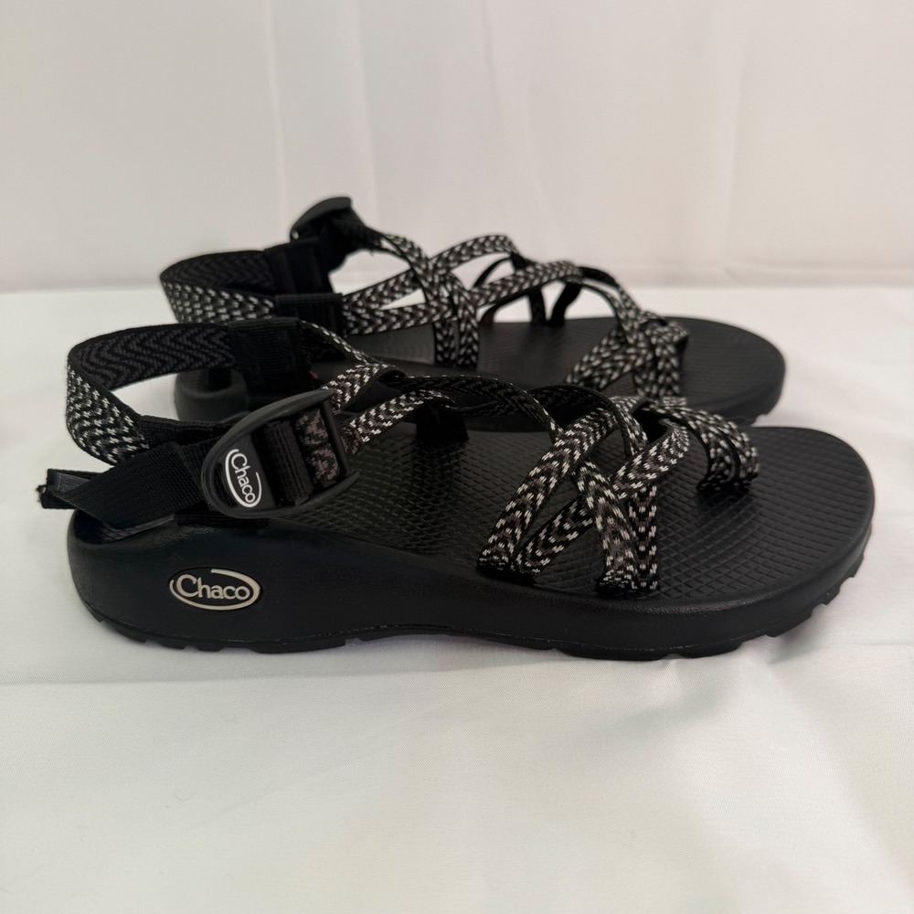 Chaco Z Cloud 2 Sandals Womens 8 Black White Strappy Toe Loop J106266W - Picture 8 of 11